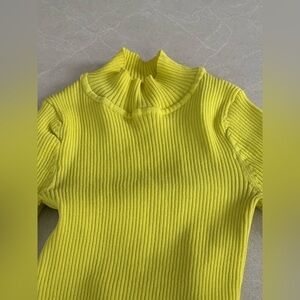 Pringle of Scotland x H&M ribbed mock turtleneck sweater lime yellow size small